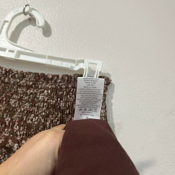 Altar’d State Brown Floral Ruffle Mini Skirt XS NWT Boho Cottagecore - Picture 6 of 7